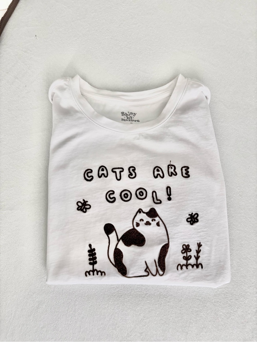Shiny By Nature White "Cats Are Cool" Graphic Cat Tee